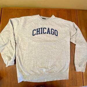 Chicago Illinois XL Sweatshirt Crew Neck Long Sleeve Gray Pullover Shirt